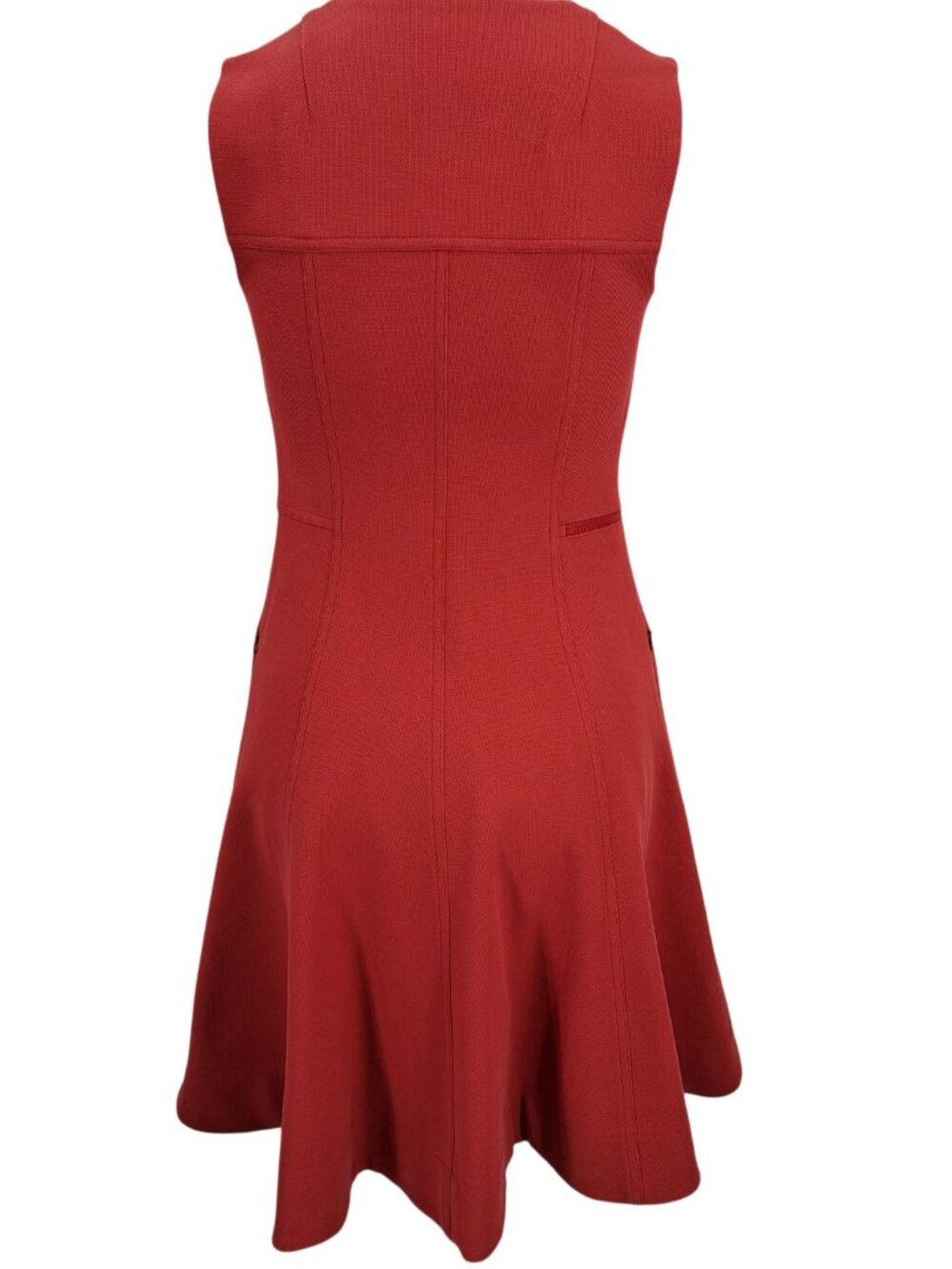 Akris Punto Red Ponte Knit Sleeveless Fit & Flare Dress Size 2 Career Snap - Picture 3 of 12